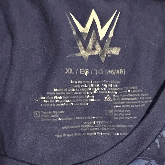 WWE Stone Cold Steve Austin Skull Tee - Navy Blue & Silver - Picture 2 of 2